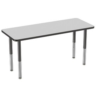 Factory Direct Partners 24" x 60" Rectangle Activity Table with Adjustable Mobile Super Legs (Gray/Black)