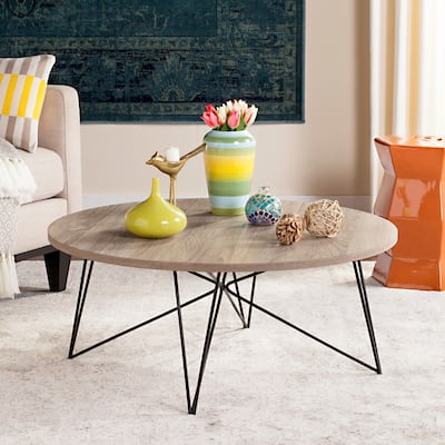 SAFAVIEH Mid-Century Modern Maris Light Grey/Black Coffee Table - 33.5" x 33.5" x 14"