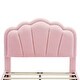 preview thumbnail 34 of 48, Twin/Full Size Upholstered Bed Frame with Flower Shaped Headboard, Elegant Platform Bed with Wooden Slats Support & LED Light