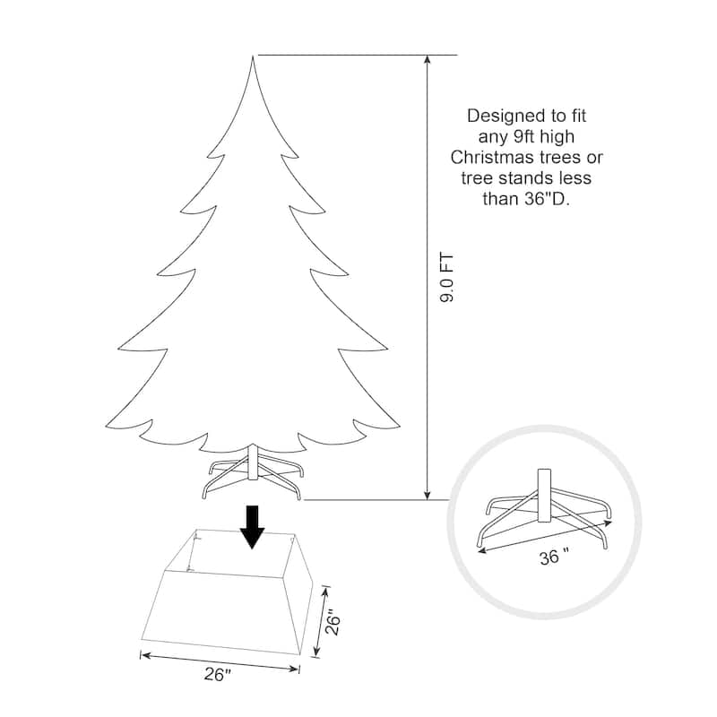 Glitzhome 25.75"L Trapezoid Glossy Metal Weave Christmas Tree Collar - 25.5"L