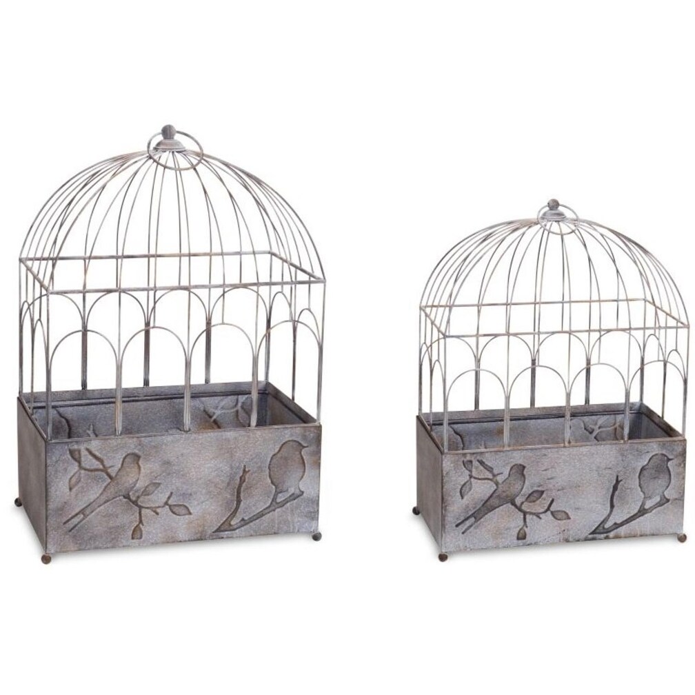 Shop Set Of 2 Abstract Gray Vintage Style Outdoor Garden Bird Cage