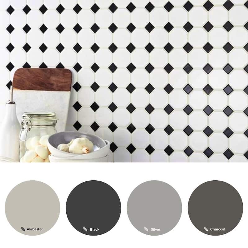 The Tile Life Check 1x1 Black/ White Matte Porcelain Mosaic Floor, Wall, & Backsplash Tile