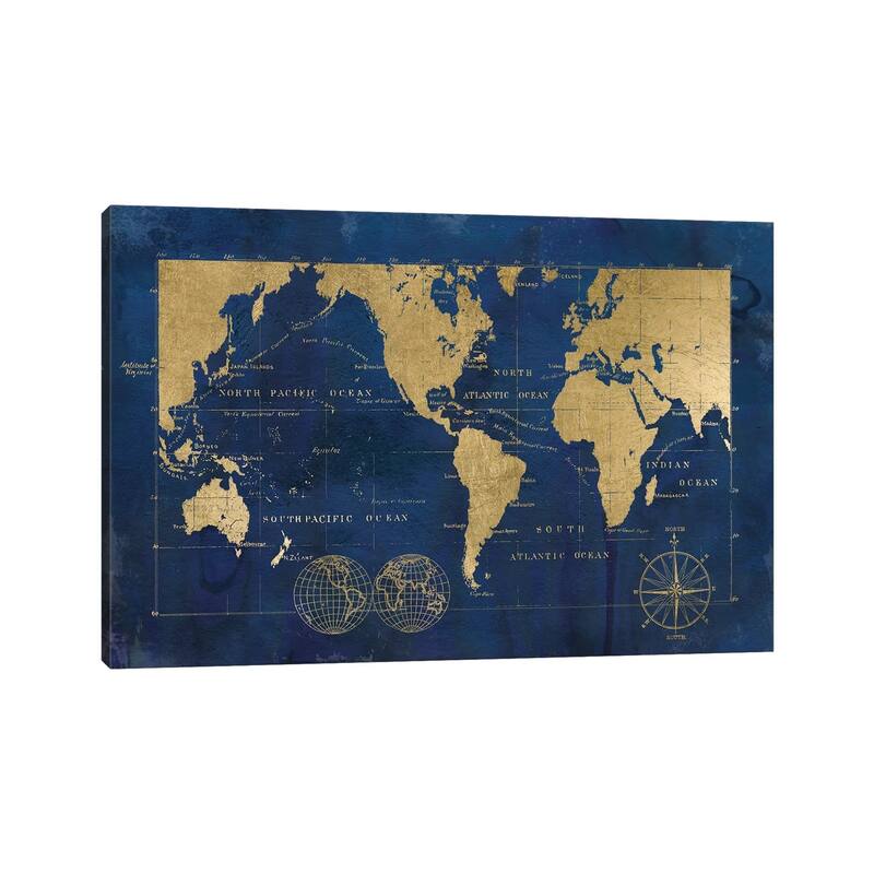 iCanvas "Indigo World Map" by Carol Robinson Canvas Print