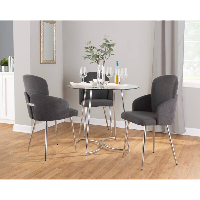 Silver Orchid Dahlia Dining Chair with Metal Legs (Set of 2)