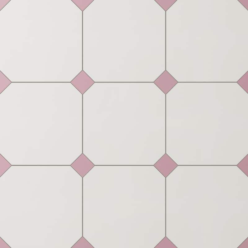 Merola Tile Vaudeville Octagon Nacar with Taco Pink 7-7/8" x 7-7/8" Porcelain Floor and Wall Tile