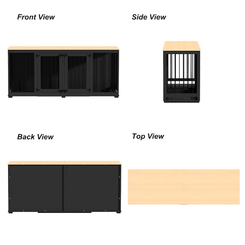 Indoor Furniture Style Dog Kennel with Removable Divider for 2 Dogs