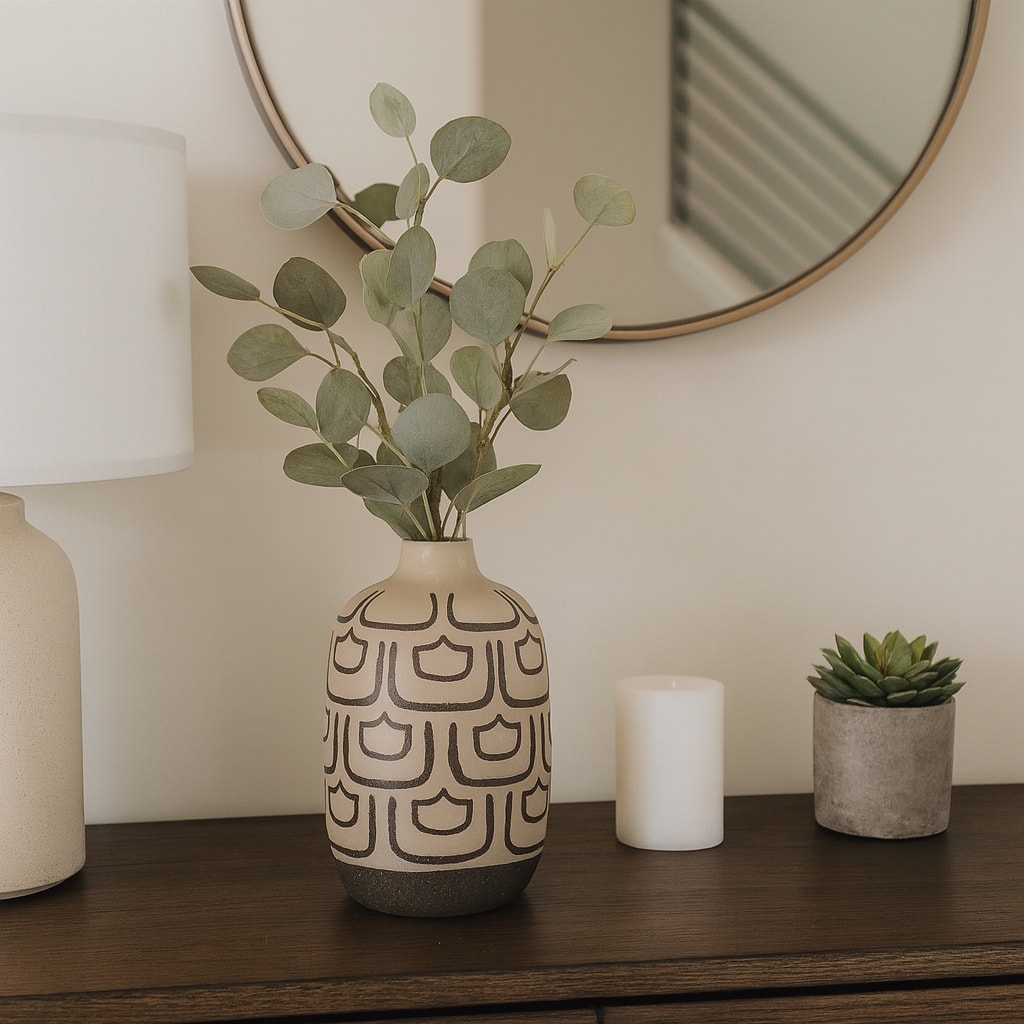 Ceramic Modern Creative Abstract Design Vase - Ivory, 10"