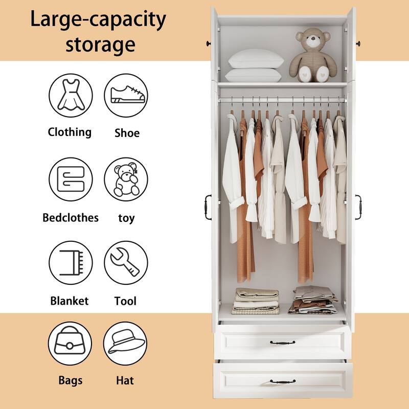 89" Large Wardrobe Armoire Closet High Cabinet Storage