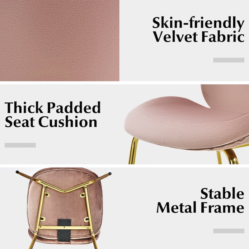 Costway Set of 2 Velvet Accent Chairs Dining Side Chairs w/Gold Metal
