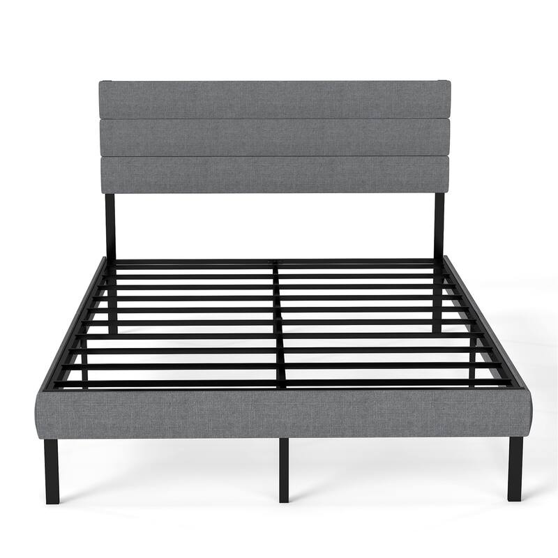 Queen Upholstered Platform Bed Frame with Headboard and 14" Underbed Storage