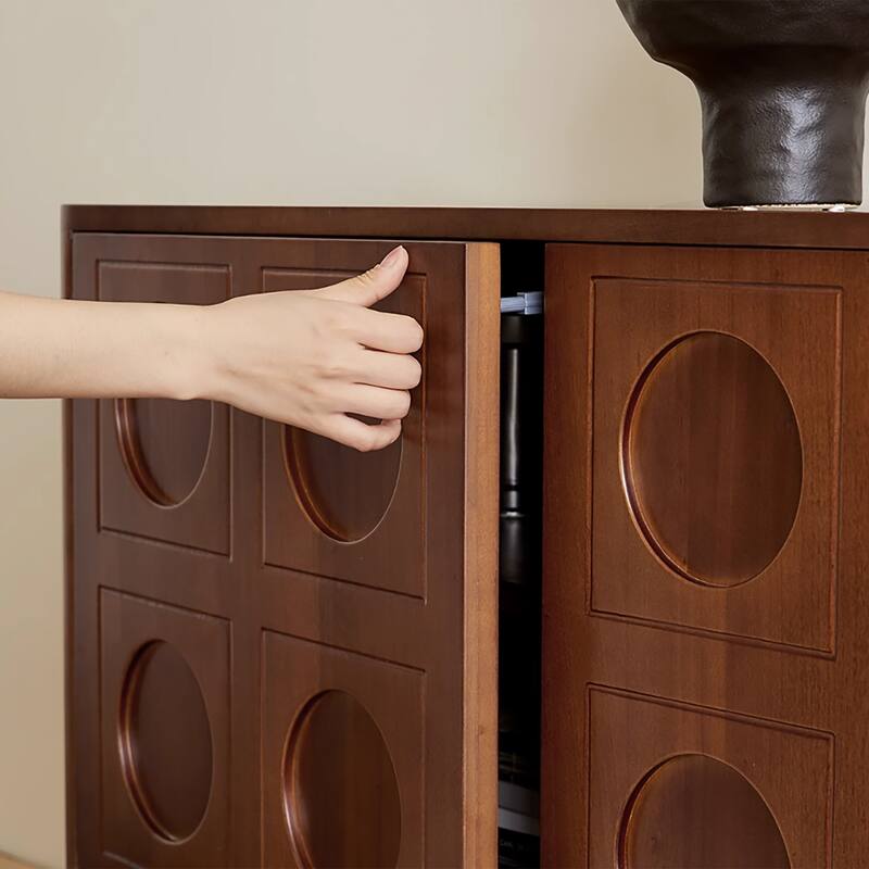 78.74 Mid-Century Brown Solid Wood TV Cabinet, Modern Media Console for Livingroom, Pre-Assembled