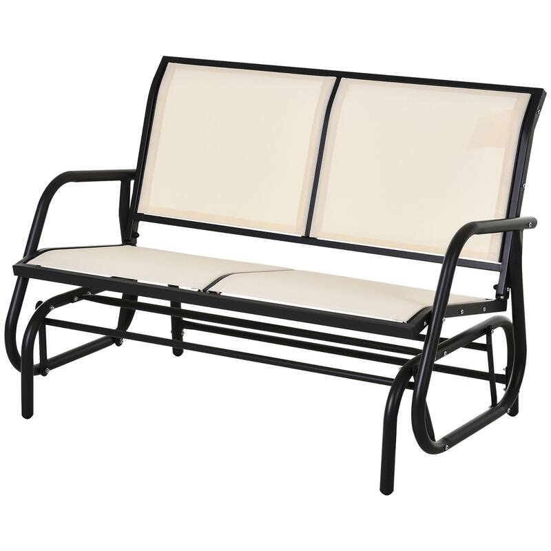 2-Person Outdoor Glider Bench, Patio Double Swing Rocking Chair Loveseat with Steel Frame for Backyard, Garden, Porch
