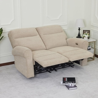 MCombo 64.6" Wall Hugger Power Loveseat Fabric Recliner Sofa with USB Ports