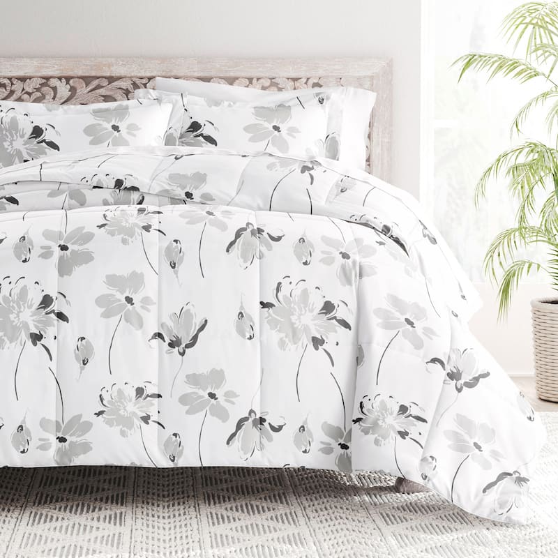Becky Cameron Premium Magnolia Grey Patterned Comforter Set
