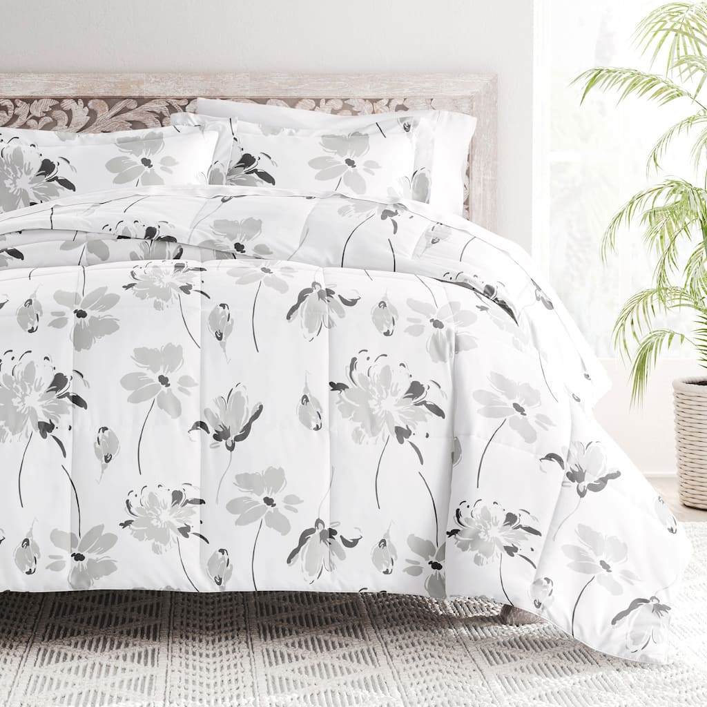 Becky Cameron Premium Magnolia Grey Patterned Comforter Set