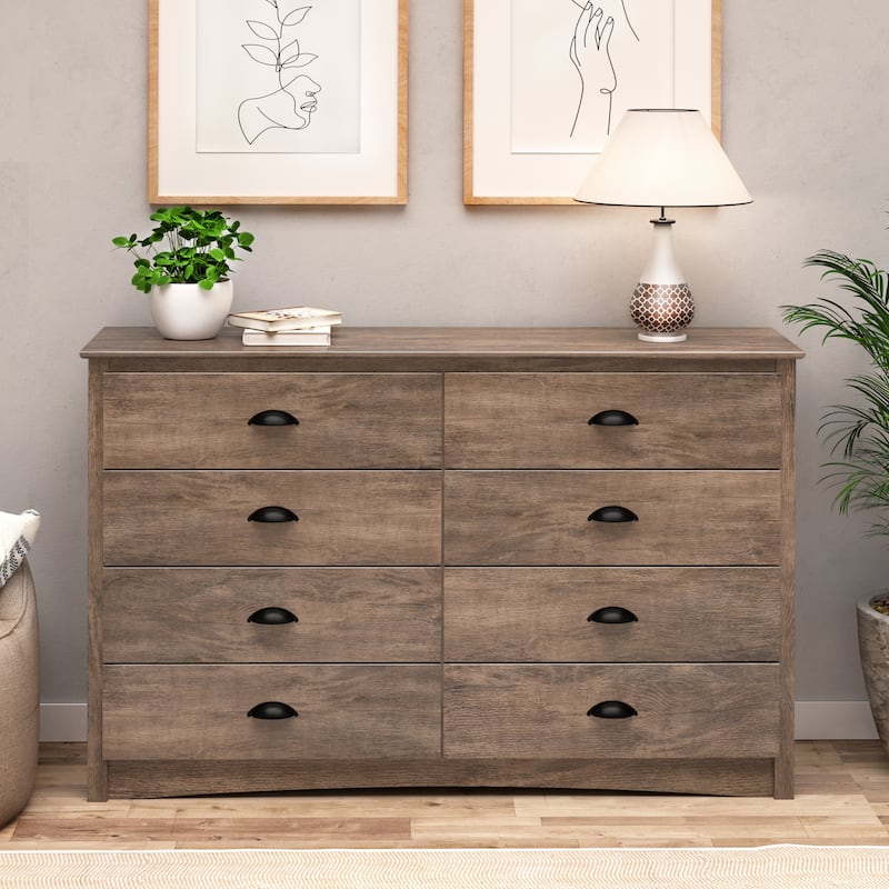 Prepac Sonoma 8 Drawer Double Dresser for Bedroom, Wide Chest of Drawers, Traditional Bedroom Furniture