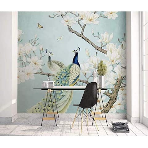 Peel&Stick Chinese Peacock Magnolia Removable Wallpaper