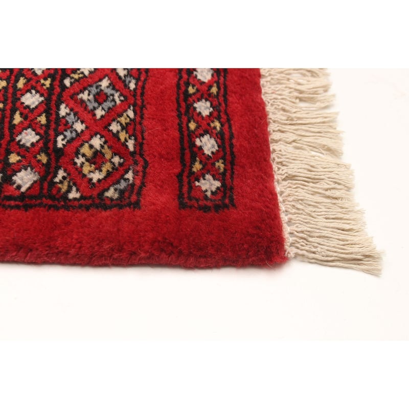 ECARPETGALLERY Hand-knotted Finest Peshawar Bokhara Red Wool Rug - 4'0 x 5'5