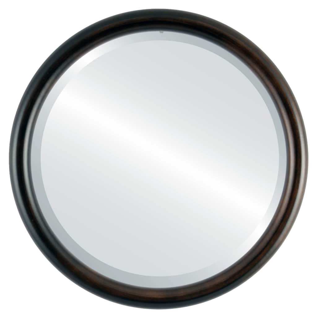 Pasadena Framed Round Mirror in Rubbed Bronze - Antique Bronze
