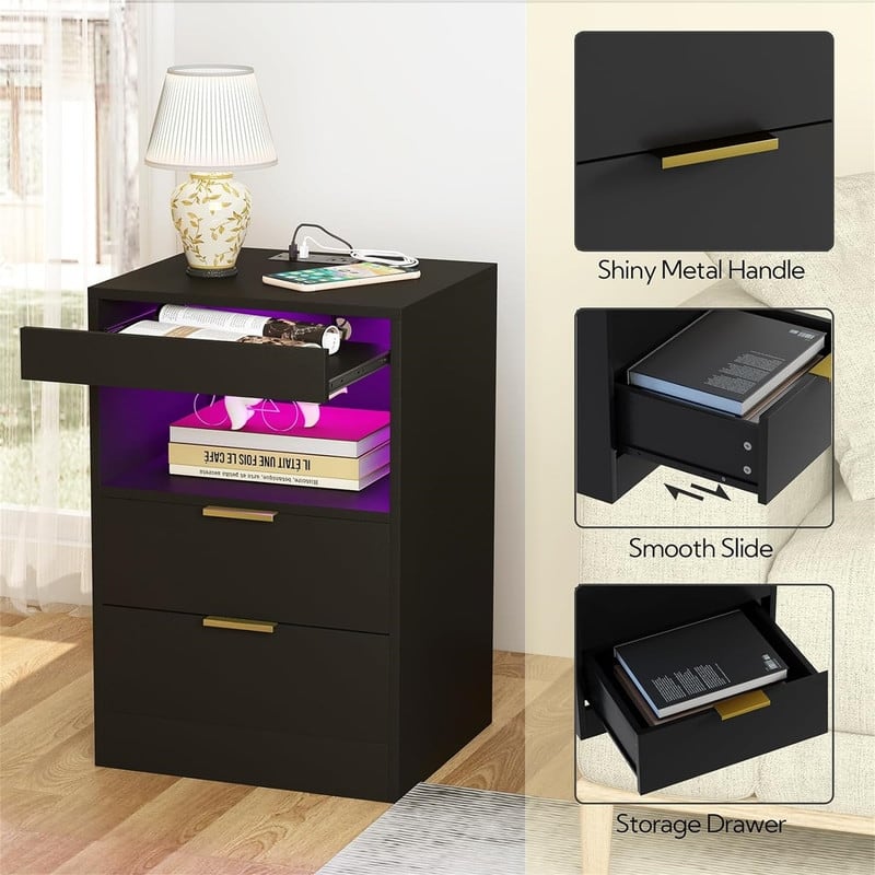 Bedside Table with Charging Station