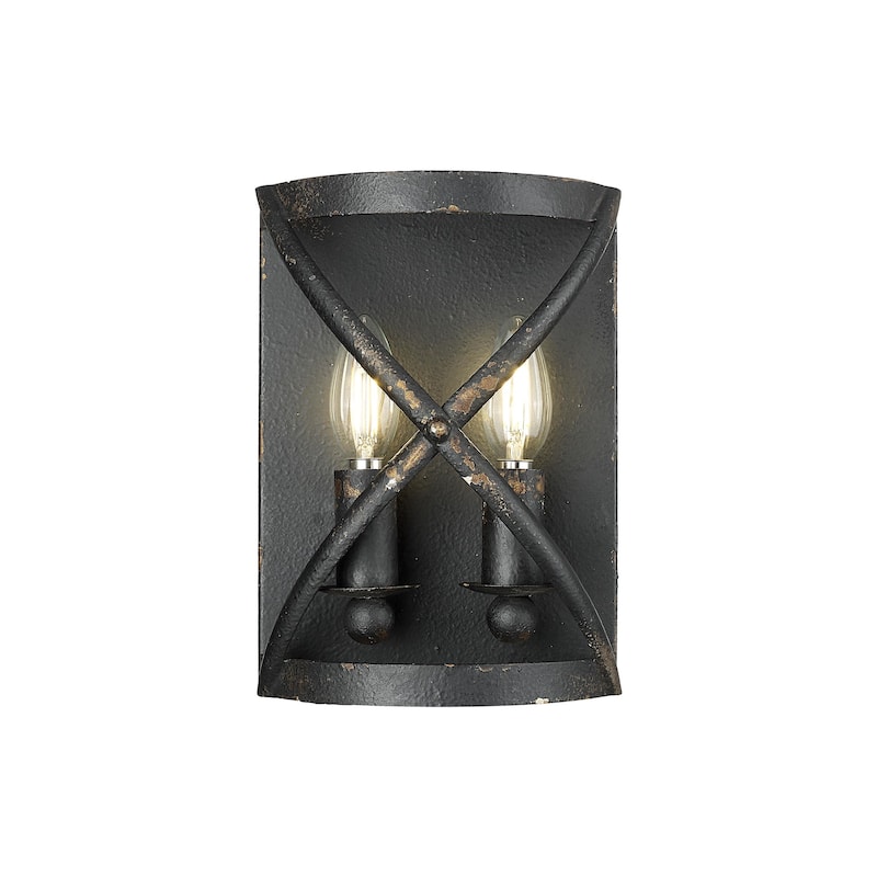 Golden Lighting 0890-WSC Alcott 10" Tall Bathroom Sconce - Antique Black Iron