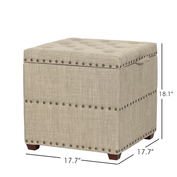 dimension image slide 2 of 3, Adeco Fabric Square Storage Ottoman with Tray