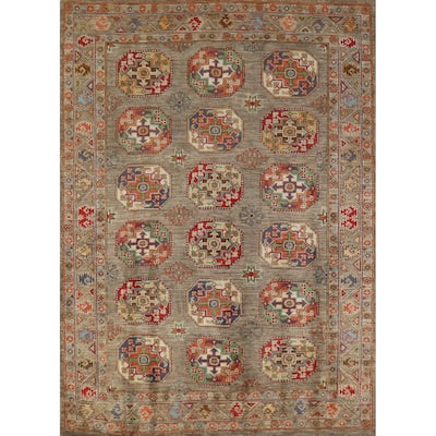 Geometric Kazak Oriental Rug Handmade Wool Carpet - 4'10" x 6'5"