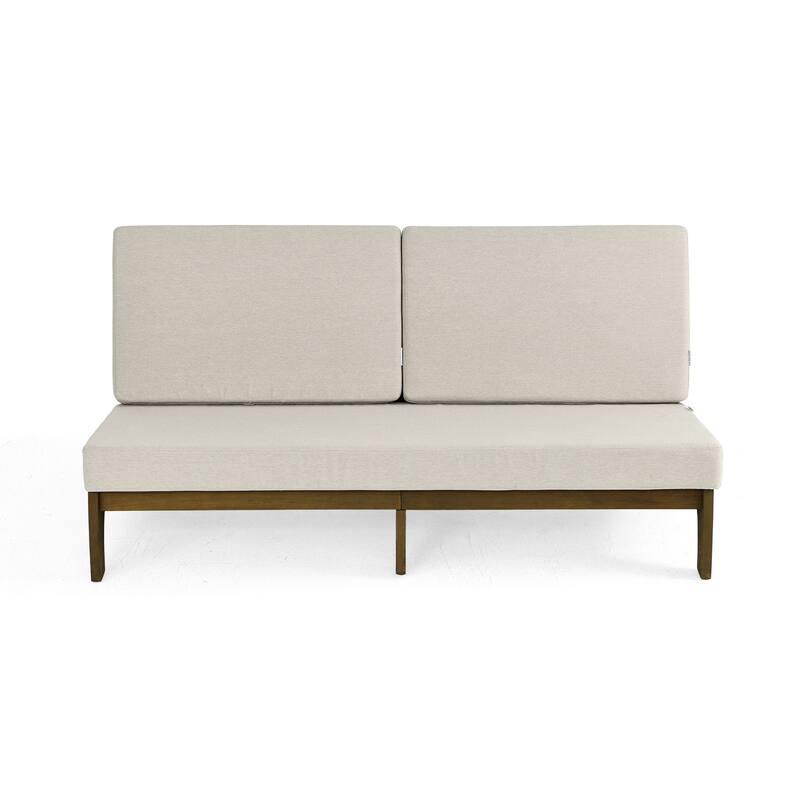 3 Seat Wood 64" W Cushioned Outdoor Patio Sofa with Coffee Table