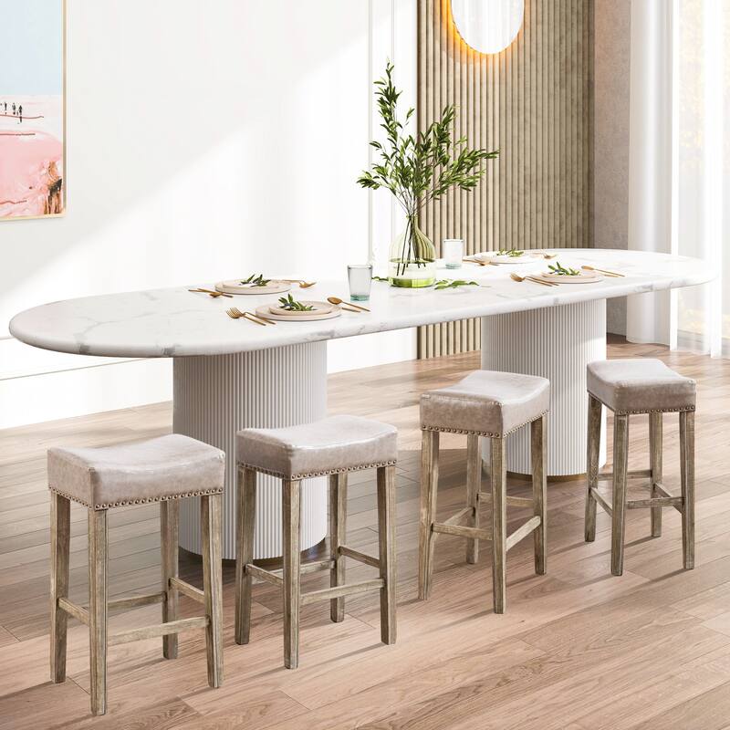 Counter Height Upholstered Bar Stools with Footrest Set of 2