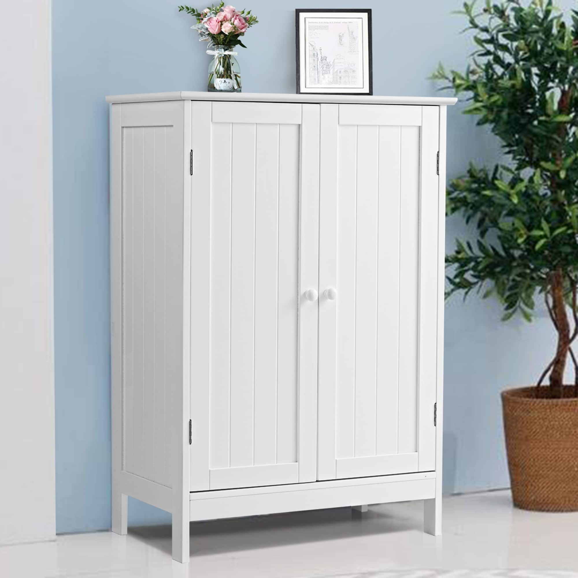 Modern Freestanding Bathroom Storage Cabinet with Wheel Pull-out