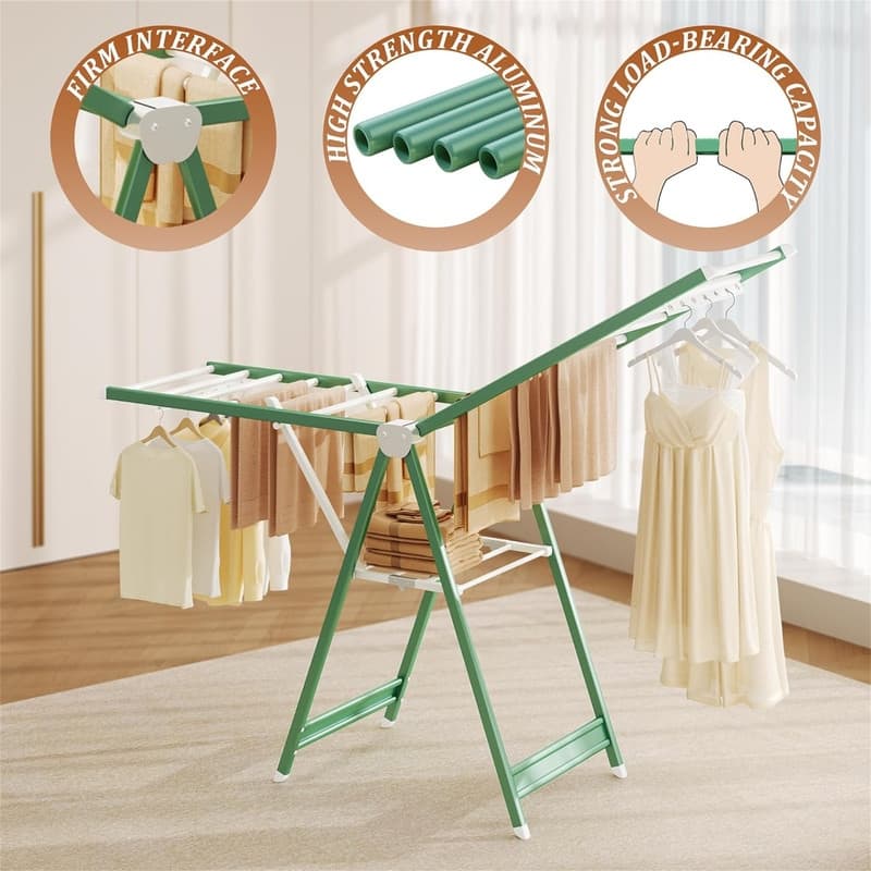 Clothes Drying Rack,63 Inches Foldable Aviation Aluminum Alloy Drying Rack,
