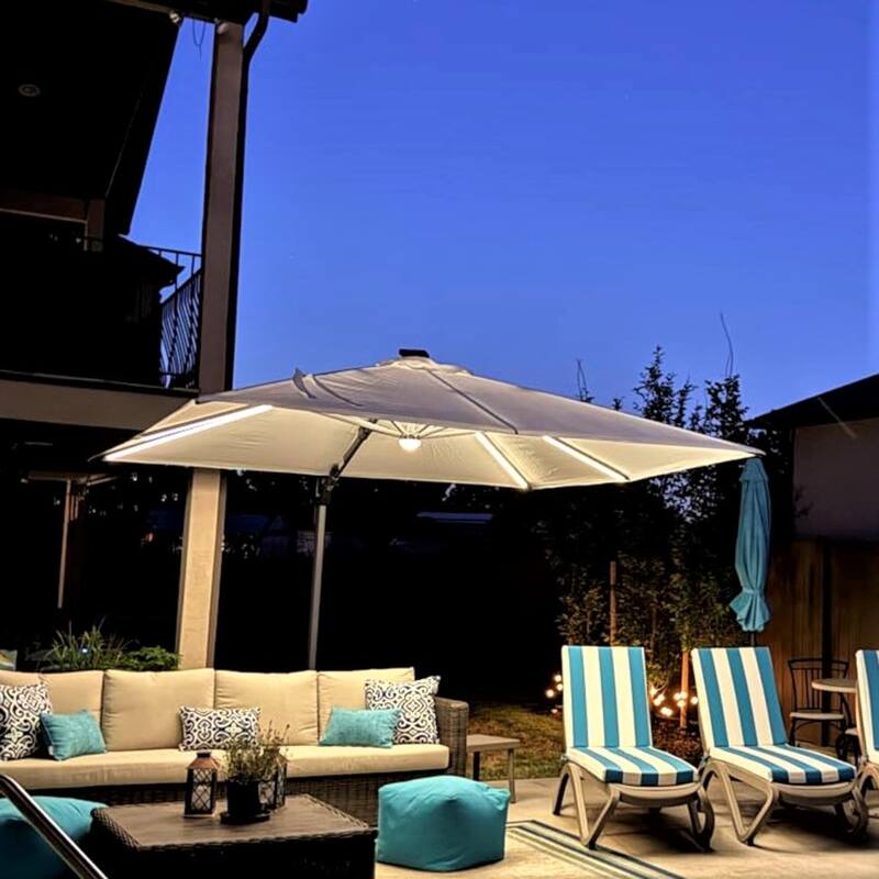 PURPLE LEAF 10 ft Square 360 Degree Rotation Patio Cantilever Umbrella