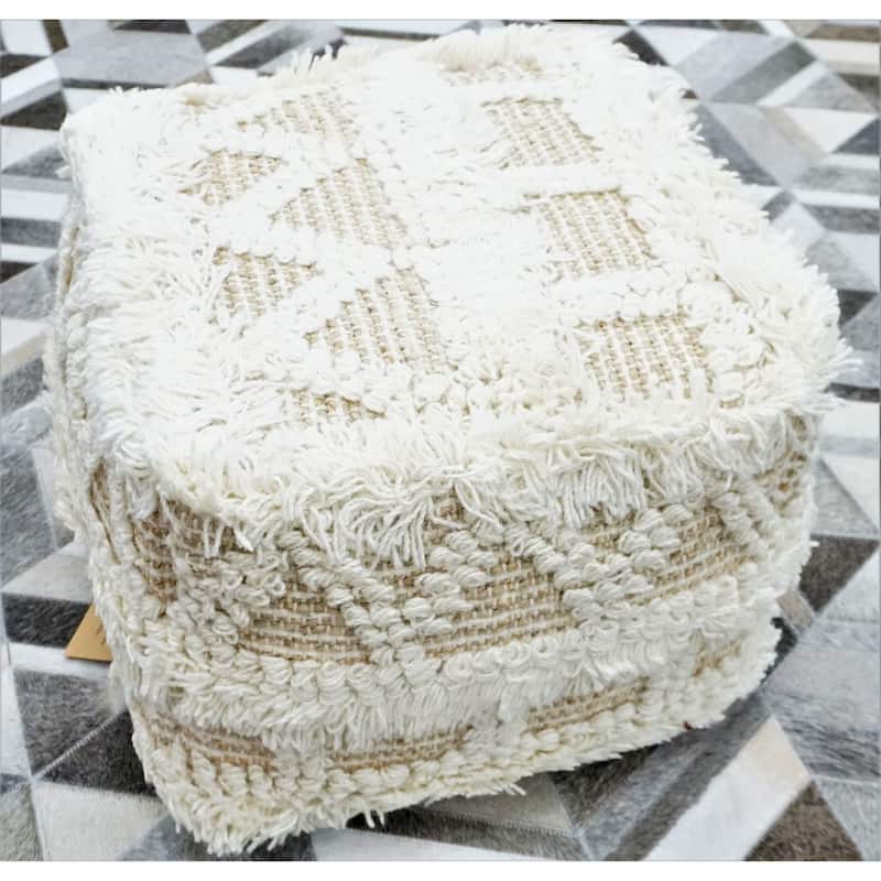 Home&Manor Wool Cotton Euler Pouf