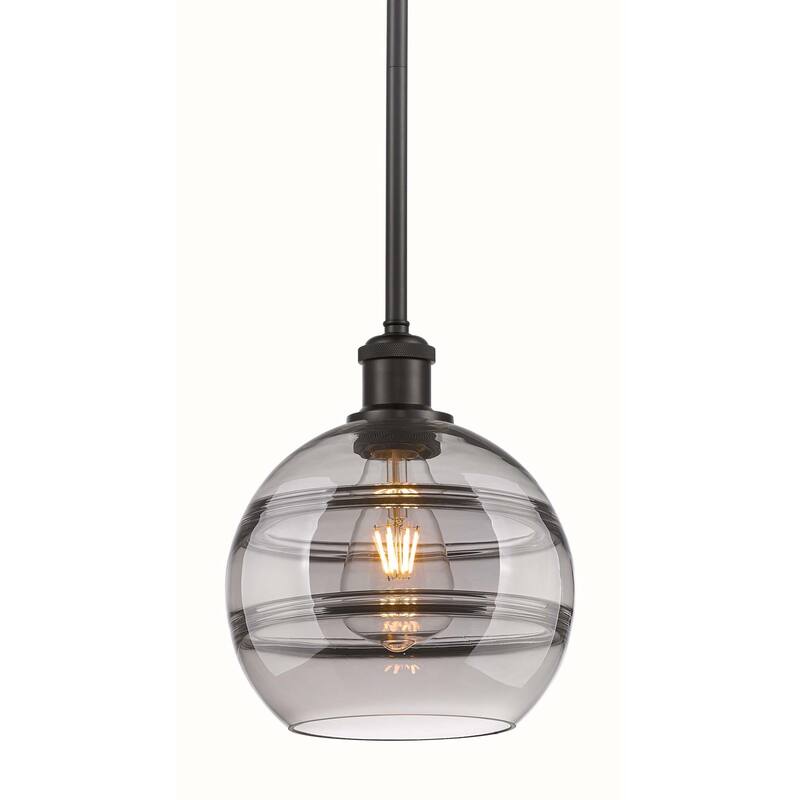 Innovations Lighting 516-1S-10-8 Rochester Pendant Rochester 8" Wide - Oil Rubbed Bronze / Light Smoke