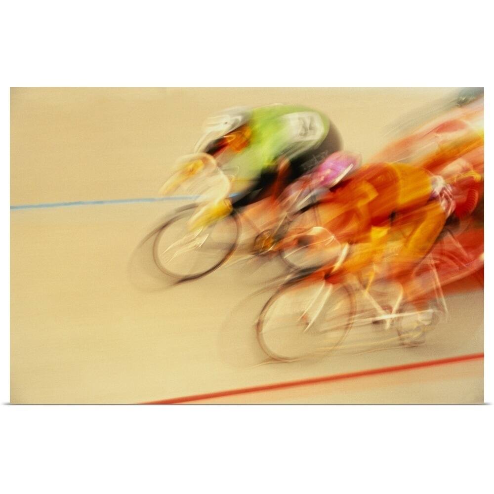 "Cyclists in race, blurred action shot" Poster Print - Multi