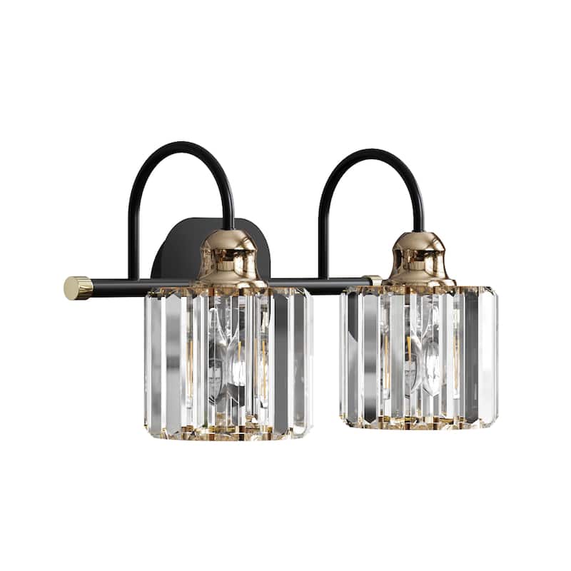 ExBrite Modern Rose Gold Dimmable Bathroom Crystal Vanity Lights - Black/Gold - 2-Lights