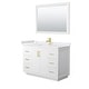preview thumbnail 15 of 98, Miranda Single Vanity Set, Cultured Marble Top, 46-Inch Mirror 48-Inch Single - White, Gold Trim, White Cultured Marble Top