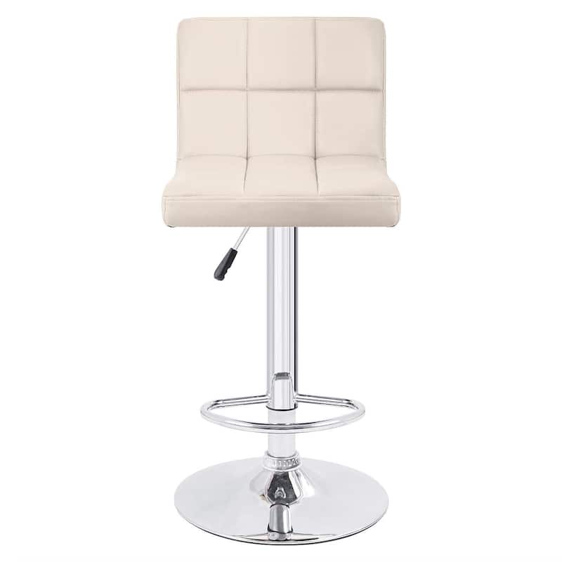 Bar Stools Adjustable Armless Swivel PU Leather Barstools Set of 2