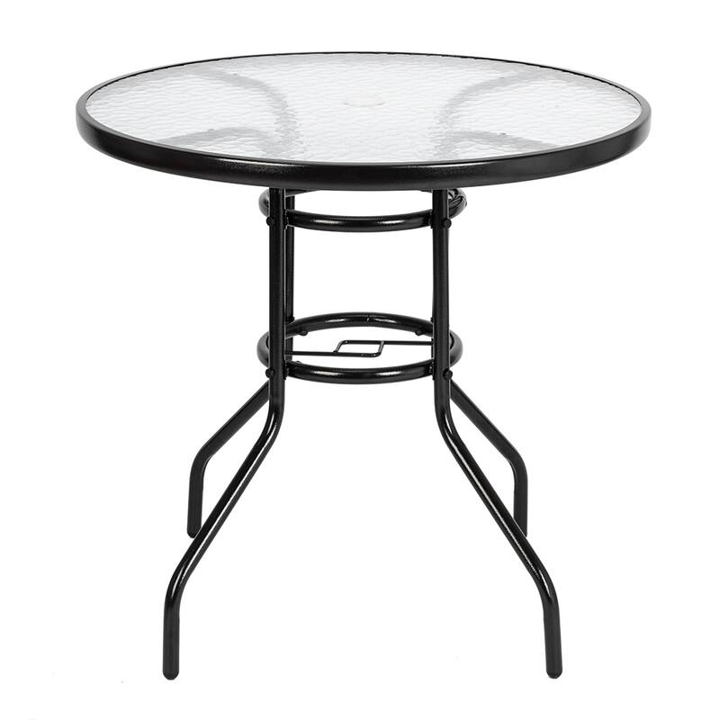 Outdoor Dining Table Round Toughened Glass Table