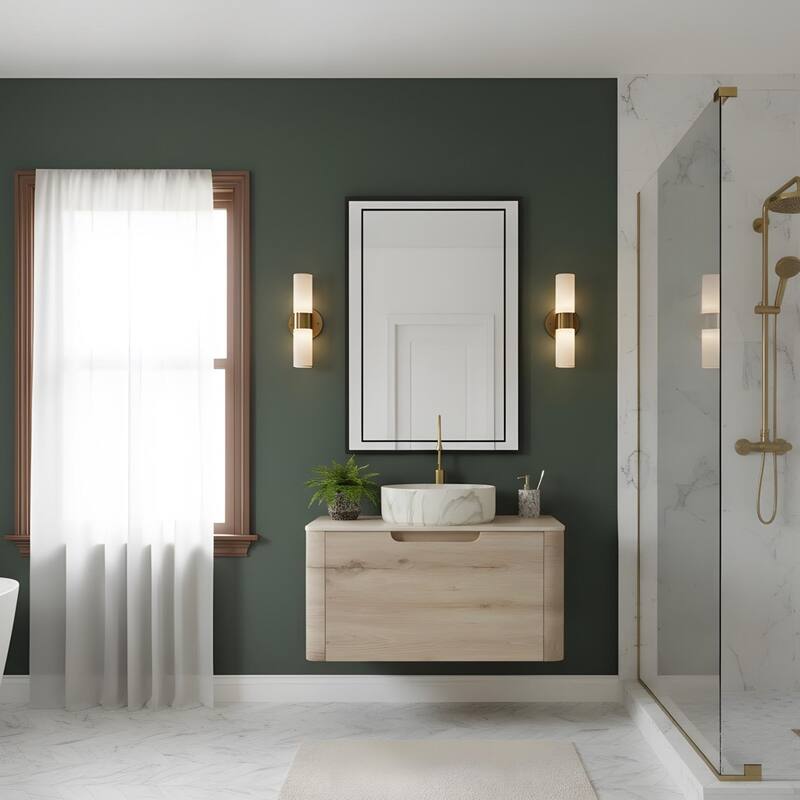 Wall-mounted Bathroom Vanity with Round Vessel Basin