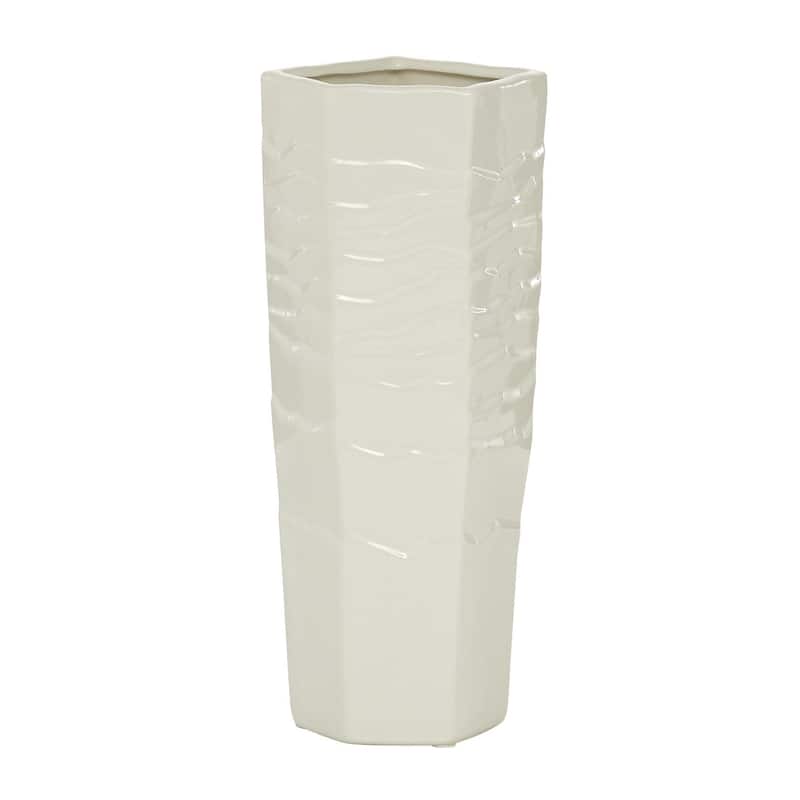 Ceramic Textured Decorative Vase - White - Roche River Decor
