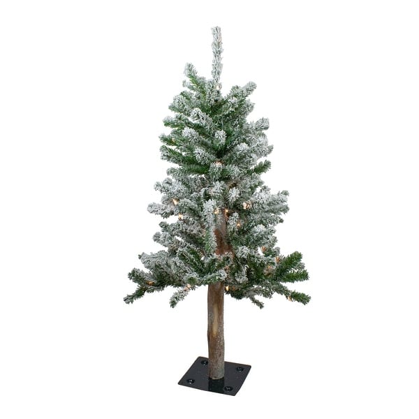 Shop 3 Pre Lit Flocked Alpine Artificial Christmas Tree Clear Lights 3 Foot Overstock 30041475