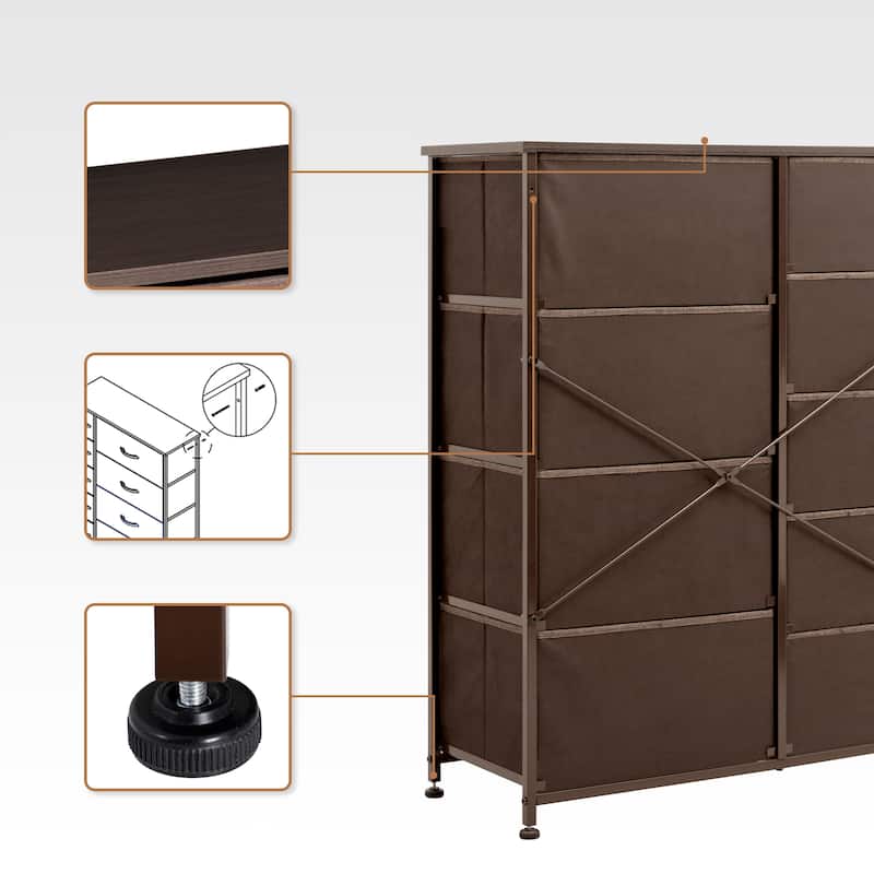 VredHom 9 Drawers Dresser Fabric Storage Units Organizer Tower