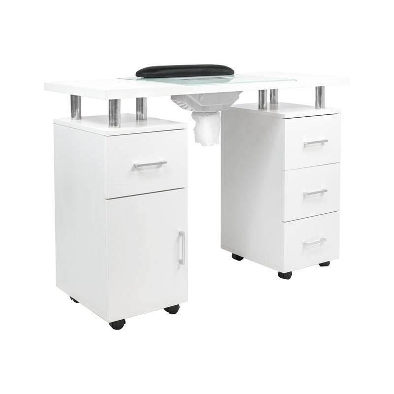 Manicure Table GLASGLOW WHITE Salon Nail Table Salon Furniture - N/A