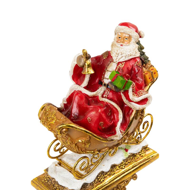 Set of 2 Gold Santa Reindeer Glittered Christmas Stocking Holders 9.5"