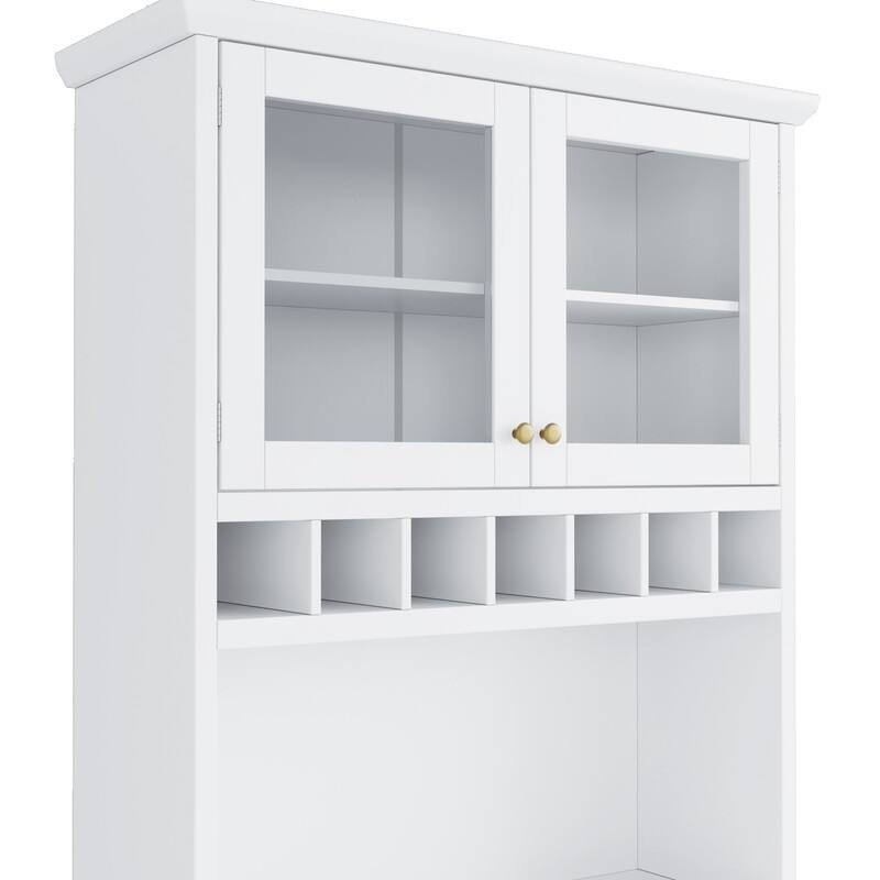 Farmhouse 74.8" Tall Kitchen Pantry with Hutch, Freestanding Kitchen Storage Solution for Modern Homes