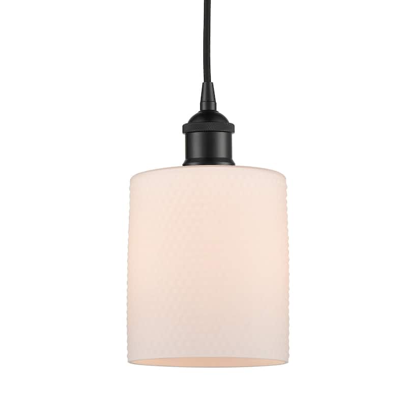 Innovations Lighting 616-1P-10-5 Cobbleskill Pendant Cobbleskill 5" - Matte Black / Matte White