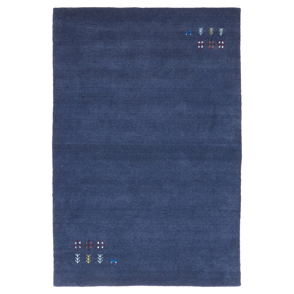 ECARPETGALLERY Hand Loomed Kashkuli Gabbeh Dark Navy Wool Rug - 4'0 x 5'10