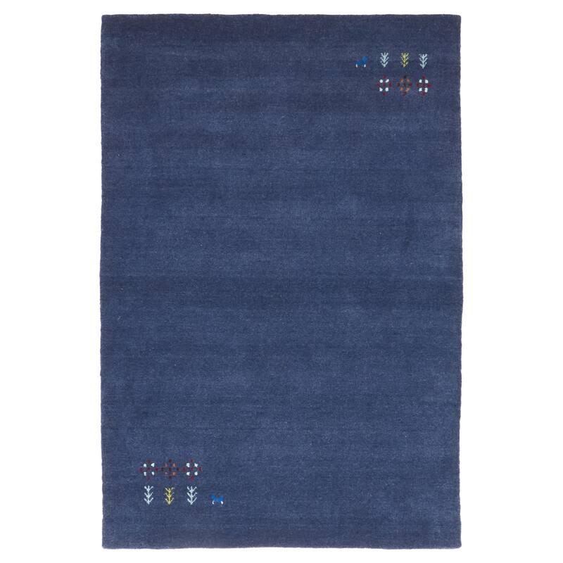 ECARPETGALLERY Hand Loomed Kashkuli Gabbeh Dark Navy Wool Rug - 4'0 x 5'10