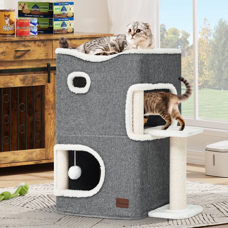 Moasis Sisal Cat Condo with Scratching Posts, Scratching Pad - 3 Scratching Posts